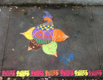 Rangoli: Multicolored bird rangoli