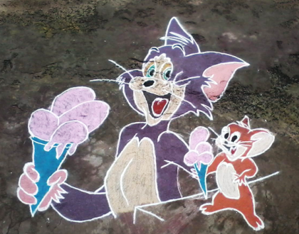 Rangoli: Tom and Jerry rangoli