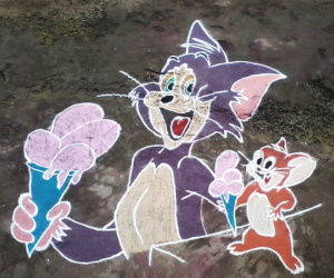 Rangoli: Tom and Jerry rangoli