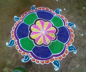 Rangoli: Free hand flower design