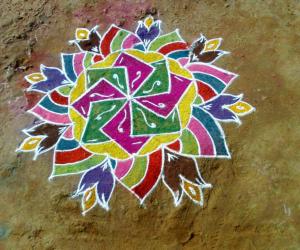 Rangoli: Free hand flower design