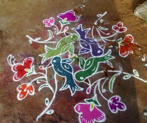 Rangoli: Dotted flower design