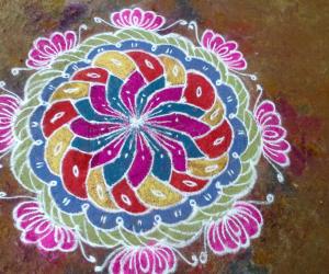 Rangoli: Free hand flower design