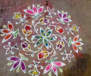 Rangoli: Dotted flower design