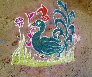 Rangoli: Free hand Hamsa design