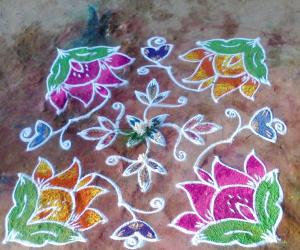 Rangoli: Dotted flower design