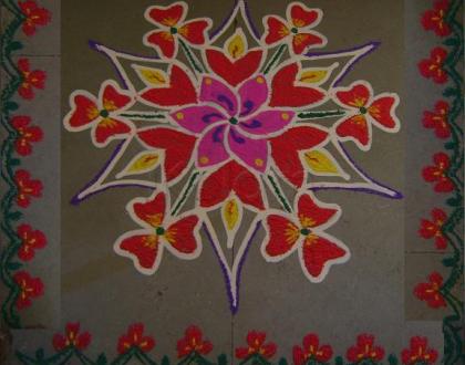 Rangoli: Red and Pink Ready to Wink