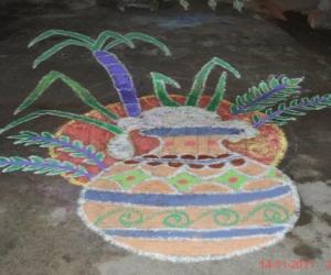 Freehand pongal rangoli