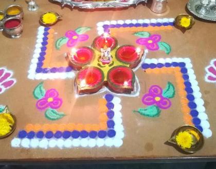 Swastik Rangoli for Ganesha Pooja