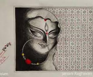 Drawing Notebook- Kolams/ Artwork- freehand drawing- Goddess- pencil shading...