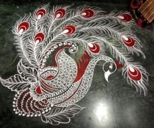 Rangoli: Home Kolams- Peacock