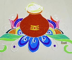 Rangoli: Pongal pot kolam 