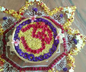 Rangoli: Urli flower decoration 