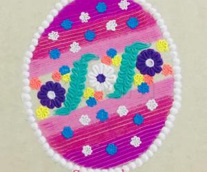 Oval shape colourful rangoli 