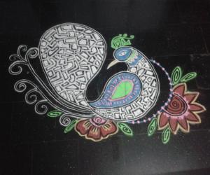peacock rangoli