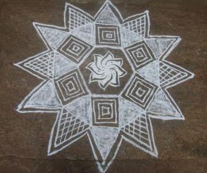 Rangoli: free hand white rangoli2