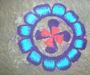 Rangoli: single flower rangoli