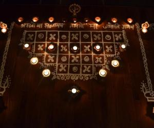Maa Kolam with deepams to decorate it 