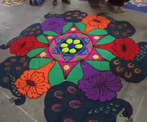 Rangoli: Peacock-flower kolam
