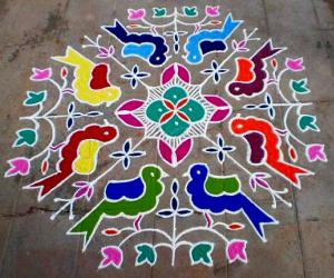 Rangoli: Bird's day rangoli