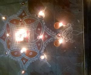 Rangoli: Karthigai kolam in our apartment