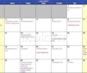 June 2012 Calendar