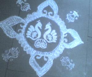 Stencil Peacock Kolam