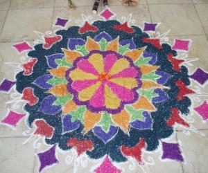 rangoli using crystal salt