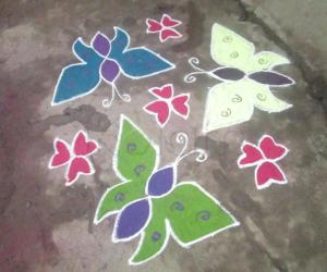 Rangoli: butterfly kolam