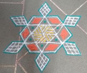 Simple dotted colour kolam