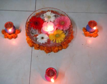 Flowers in Water - Diwali