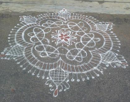 Rangoli from my neighbour for first day of Aadi