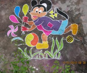 Micky mouse rangoli
