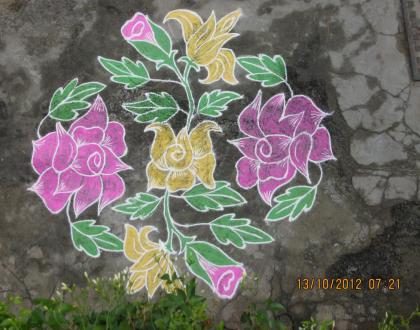 Rangoli: Rose plant