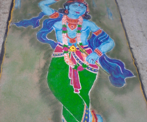 Free hand Krishna Diwali rangoli 2014 