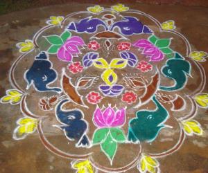 Rangoli: elephant rangoli