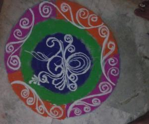 Rangoli: Freehand Peacock Rangoli