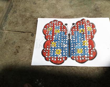 butterfly rangoli with dots