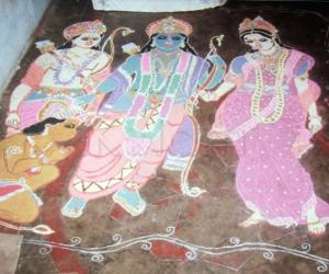 Rangoli: Rama, Seetha, Lakshmana & Hanuman