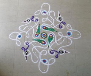 Rangoli: CHIKKU & WHITE PEACOCKS