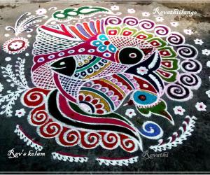 peacock & sparrow rangoli. | www.iKolam.com peacock & sparrow rangoli. | www.iKolam.com
