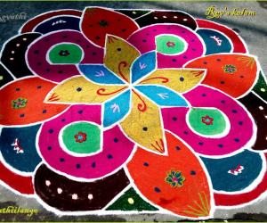 simple rangoli designs with 5 dots