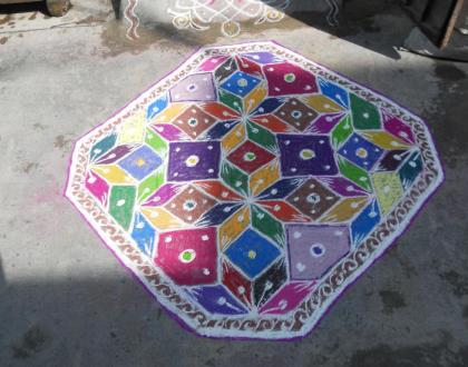 Rangoli: Happy Holi - Holi carpet rangoli