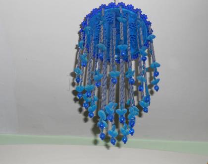 Ceiling hanging. Made with plate & heart shape beads.