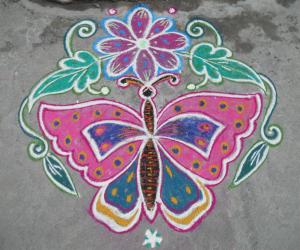 Butterfly flower kolam.
