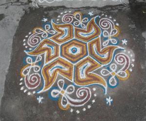 Rangoli: Rev's new trial daily kolam.
