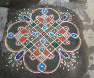 Rangoli: Rev's on the spot chikku kolam.
