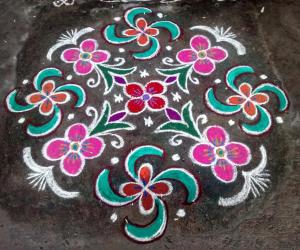 Rangoli: Rev's margazhi swastik kolam 14.
