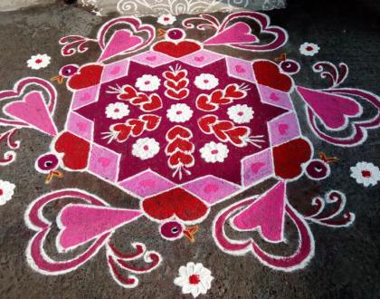 Rangoli: Rev's valentine rangoli. Happy valentine's day.