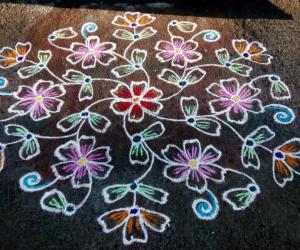 Rangoli: Rev's pookodi kolam.